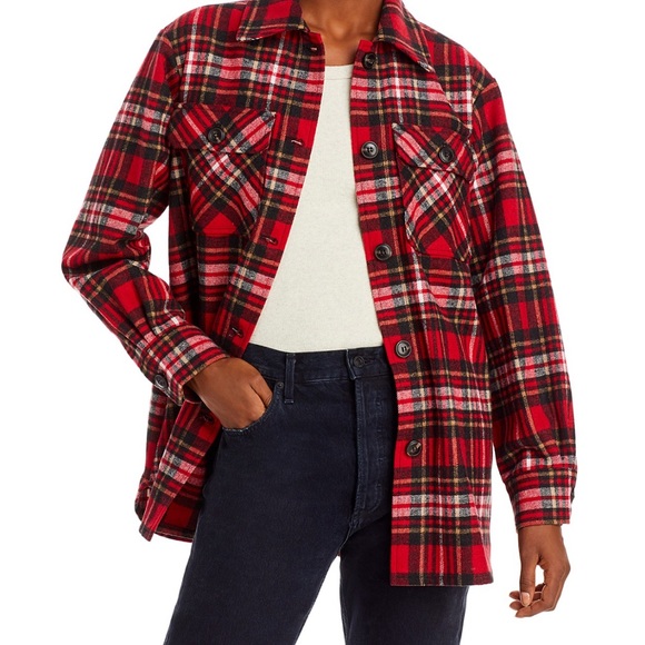 AQUA Womens Plaid Button Front Jacket - 100% Exclusive - Picture 1 of 5